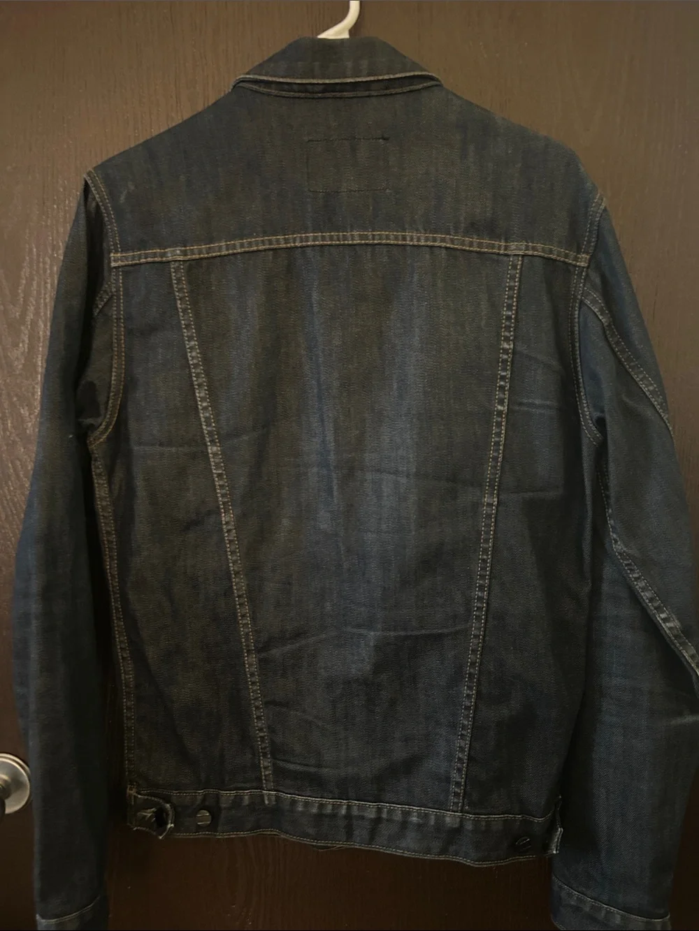 Commune M Men's Raw Dark Denim Jacket  Button-Up 5 Pkts Contrast Stitching